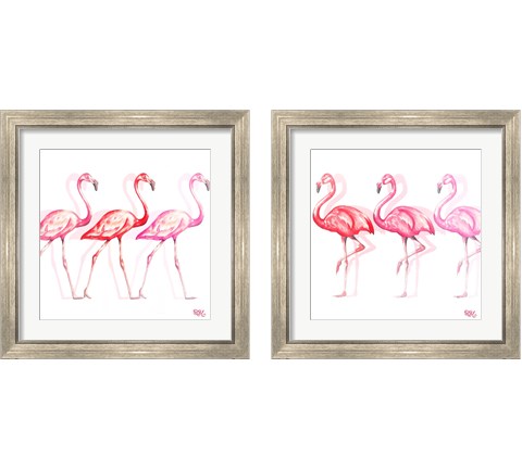 Flamingo Trio 2 Piece Framed Art Print Set by Tiffany Hakimipour