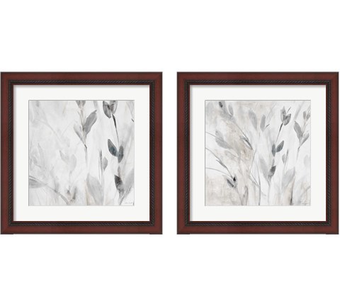 Gray Misty Leaves Square 2 Piece Framed Art Print Set by Lanie Loreth