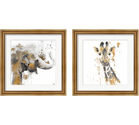 Safari Animal with GoldSeries 2 Piece Framed Art Print Set by Patricia Pinto