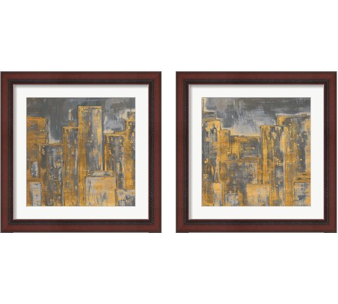 Gold City Eclipse Square 2 Piece Framed Art Print Set by Gina Ritter