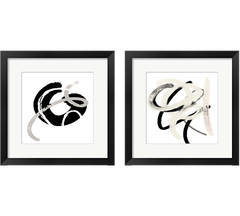 Scrolling Black & White Abstract 2 Piece Framed Art Print Set by SD Graphics Studio