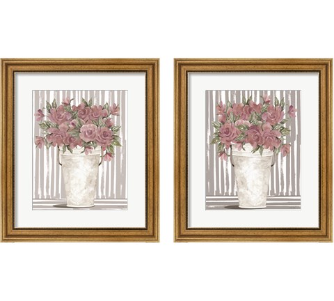 Pink Posies 2 Piece Framed Art Print Set by Cindy Jacobs