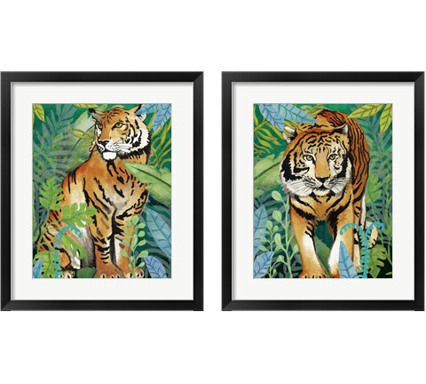 Tiger In The Jungle 2 Piece Framed Art Print Set by Elizabeth Medley