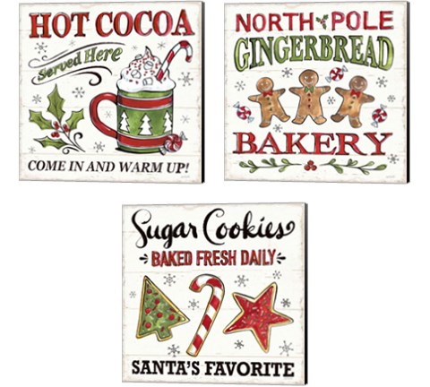 Christmas Treats 3 Piece Canvas Print Set by Anne Tavoletti