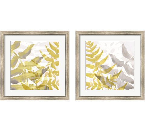 Yellow-Gray Leaves 2 Piece Framed Art Print Set by Stellar Design Studio
