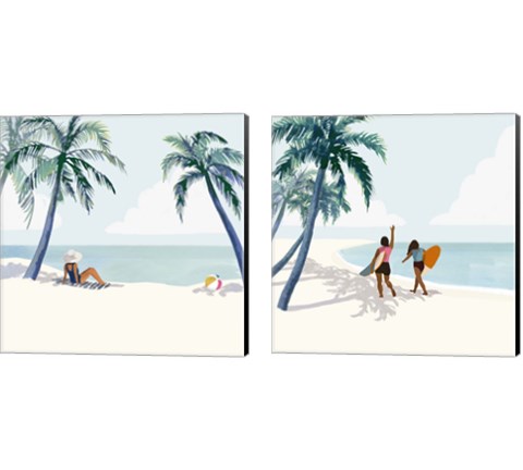 Palm Tree Paradise 2 Piece Canvas Print Set by Victoria Barnes