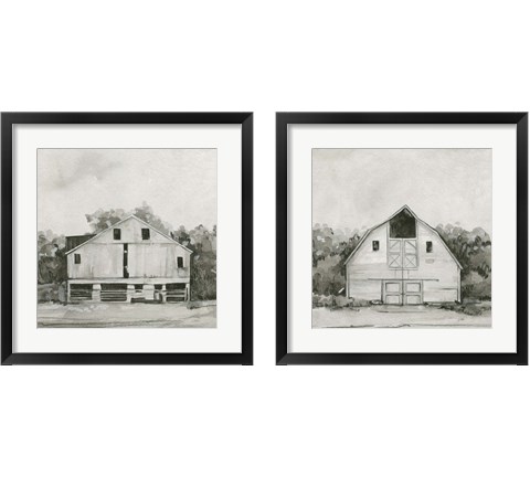 Solemn Barn Sketch 2 Piece Framed Art Print Set by Emma Caroline