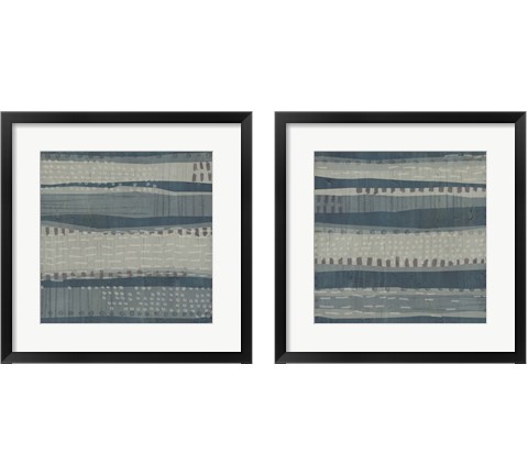 Blue Dusk Textile 2 Piece Framed Art Print Set by June Erica Vess