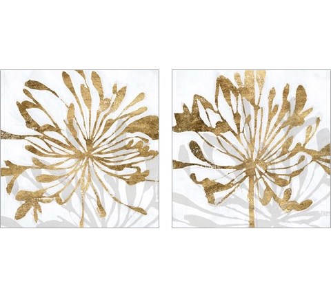 Golden Gilt Bloom 2 Piece Art Print Set by Annie Warren