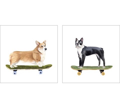 Pups on Wheels 2 Piece Art Print Set by Annie Warren