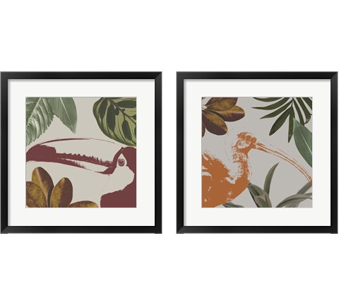 Graphic Tropical Bird  2 Piece Framed Art Print Set by Annie Warren