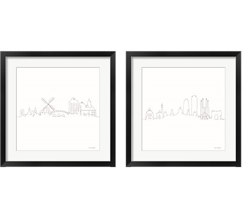 Once Line City 2 Piece Framed Art Print Set by Seven Trees Design