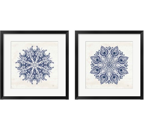 Bohemian Vibes Mandala Blue 2 Piece Framed Art Print Set by Dina June
