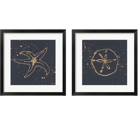 Gold Sea Life 2 Piece Framed Art Print Set by Chris Paschke