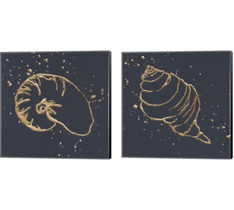 Gold Sea Life 2 Piece Canvas Print Set by Chris Paschke