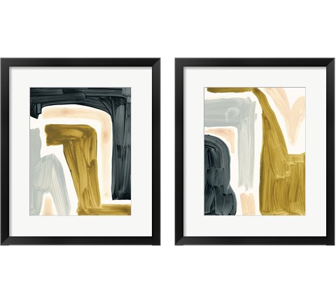 Brushy Shapes 2 Piece Framed Art Print Set by Victoria Barnes