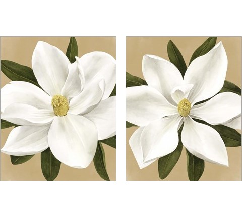 Magnolia on Gold 2 Piece Art Print Set by Grace Popp