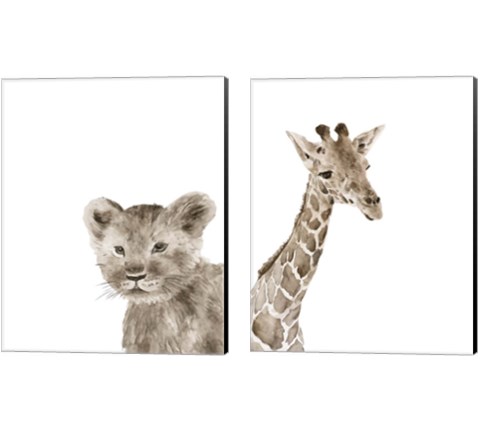 Safari Animal Portraits 2 Piece Canvas Print Set by Melissa Wang