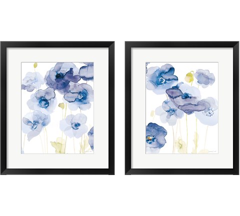 Delicate Poppies Blue 2 Piece Framed Art Print Set by Danhui Nai