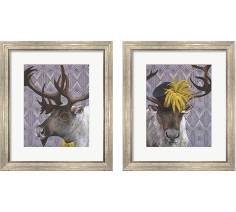 Mr & Mrs Caribou 2 Piece Framed Art Print Set by Kamdon Kreations