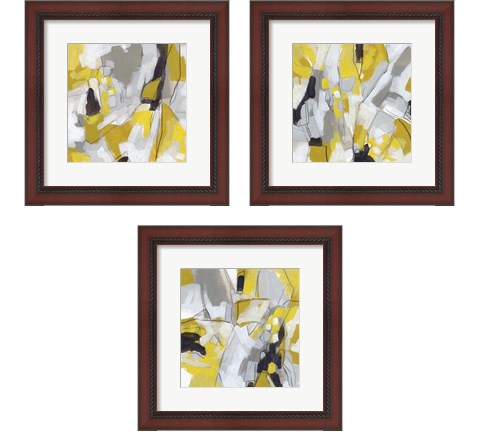 Citron Confetti 3 Piece Framed Art Print Set by June Erica Vess