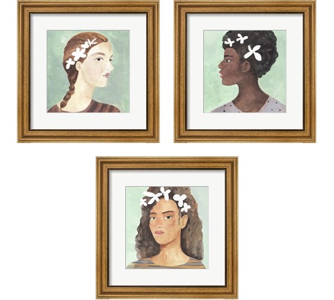 Folk Art Portrait 3 Piece Framed Art Print Set by Annie Warren