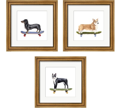 Pups on Wheels 3 Piece Framed Art Print Set by Annie Warren