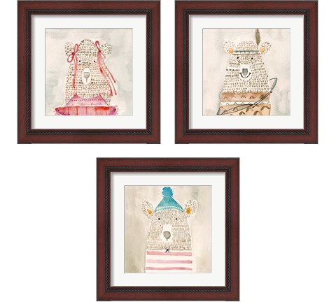 Lids Bear 3 Piece Framed Art Print Set by Natalie Timbrook