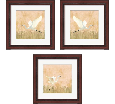 Egret Alighting 3 Piece Framed Art Print Set by Kathrine Lovell