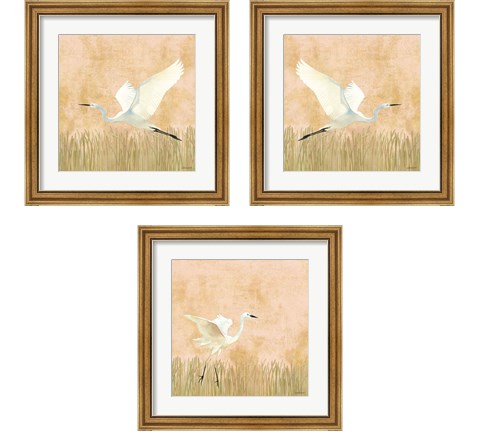 Egret Alighting 3 Piece Framed Art Print Set by Kathrine Lovell