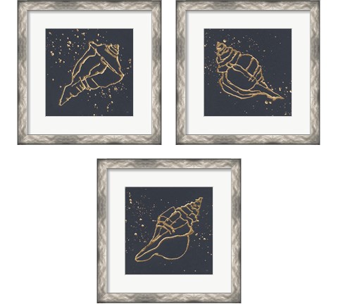 Gold Conch 3 Piece Framed Art Print Set by Chris Paschke