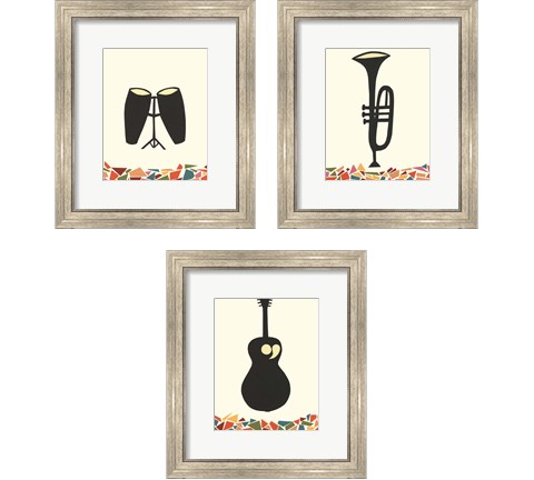 Cut Paper Instruments 3 Piece Framed Art Print Set by Regina Moore