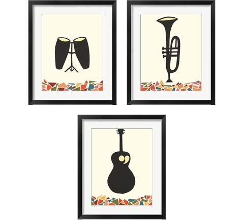 Cut Paper Instruments 3 Piece Framed Art Print Set by Regina Moore