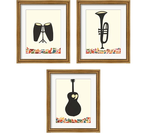 Cut Paper Instruments 3 Piece Framed Art Print Set by Regina Moore