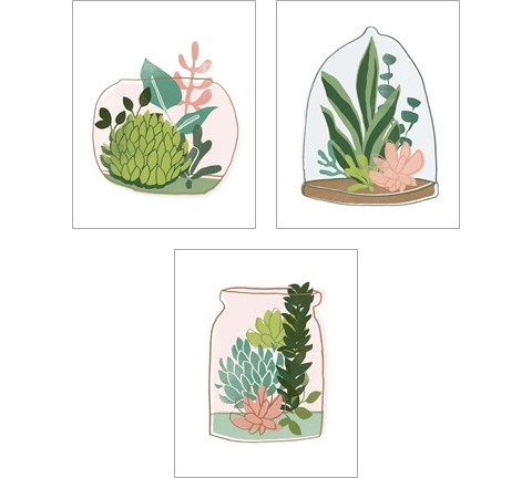 Terrarium Cameo 3 Piece Art Print Set by June Erica Vess