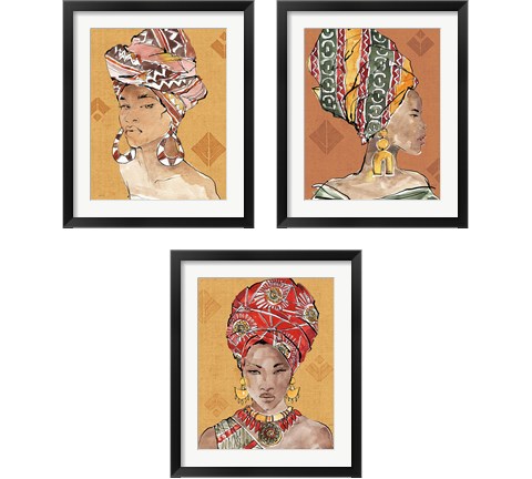 African Flair Warm 3 Piece Framed Art Print Set by Anne Tavoletti