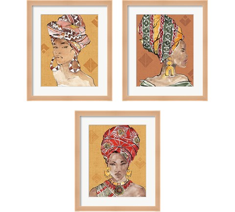 African Flair Warm 3 Piece Framed Art Print Set by Anne Tavoletti