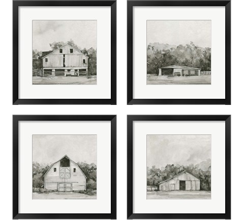 Solemn Barn Sketch 4 Piece Framed Art Print Set by Emma Caroline