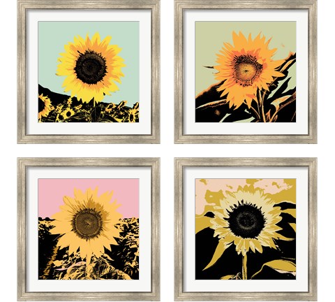 Pop Art Sunflower 4 Piece Framed Art Print Set by Jacob Green