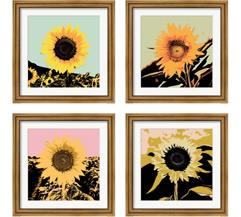 Pop Art Sunflower 4 Piece Framed Art Print Set by Jacob Green