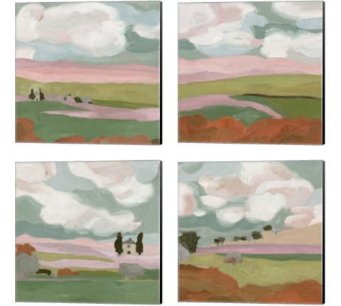 Violet Fields 4 Piece Canvas Print Set by Melissa Wang