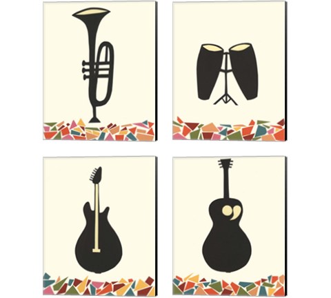 Cut Paper Instruments 4 Piece Canvas Print Set by Regina Moore