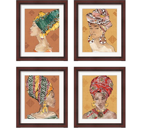 African Flair Warm 4 Piece Framed Art Print Set by Anne Tavoletti