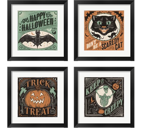 Scaredy Cats 4 Piece Framed Art Print Set by Janelle Penner