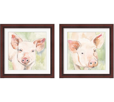 Sunny the Pig 2 Piece Framed Art Print Set by Victoria Barnes