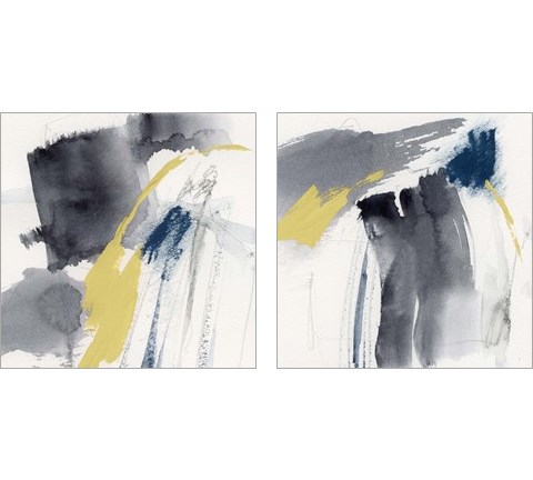 Lemon and Indigo 2 Piece Art Print Set by Victoria Barnes