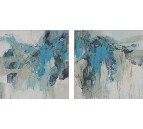 Painterly Teal 2 Piece Art Print Set by Jennifer Goldberger