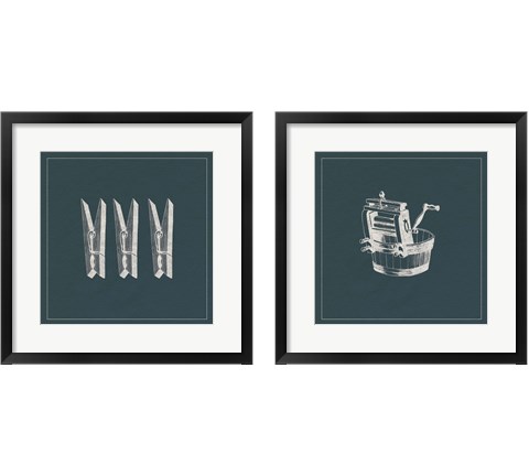 Laundry Tips Blue 2 Piece Framed Art Print Set by Grace Popp