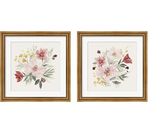 Pink Posy Dance 2 Piece Framed Art Print Set by Grace Popp