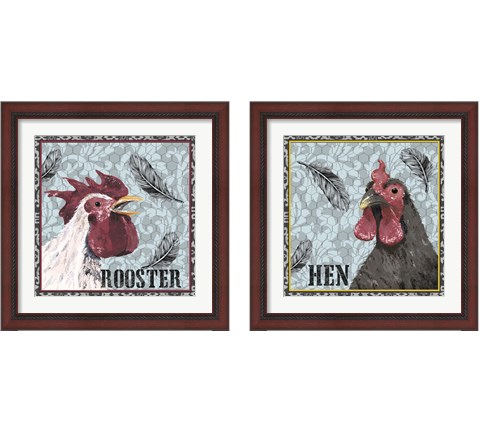 White Rooster 2 Piece Framed Art Print Set by Jade Reynolds